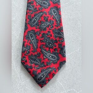 Simpson’s Paisley Red and Blue Men's 100% Silk Tie Formal Wedding Classic